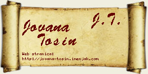 Jovana Tošin vizit kartica